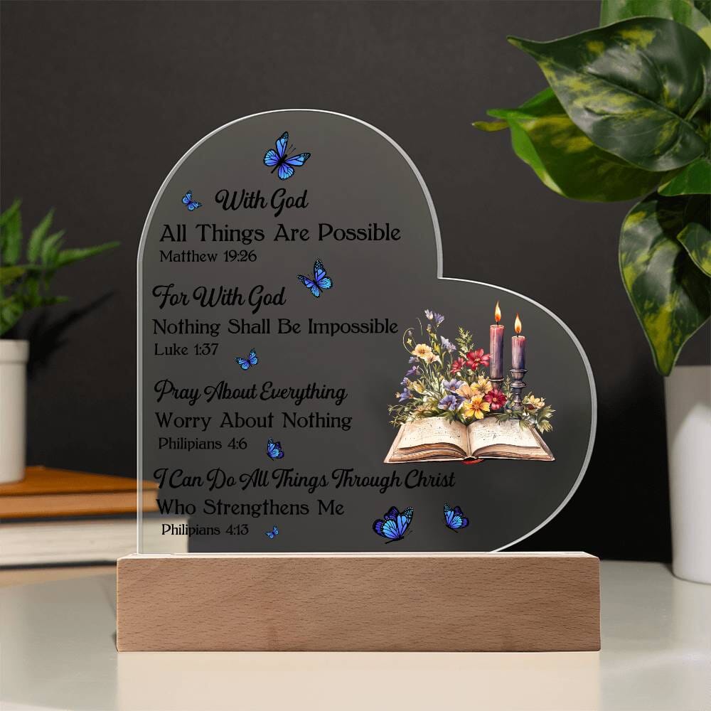 Faith - Remember Everything Is Cover With God Bible Verses -  Heart Acrylic Plaque - The Shoppers Outlet