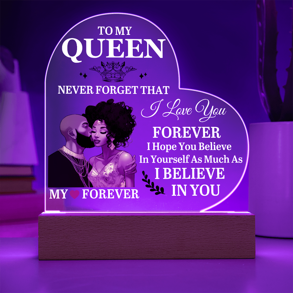 To My Queen - Mother's Day Gift - Birthday Gift - Anniversary Gift - Never Forget That I Love You - Heart Acrylic Plaque - The Shoppers Outlet