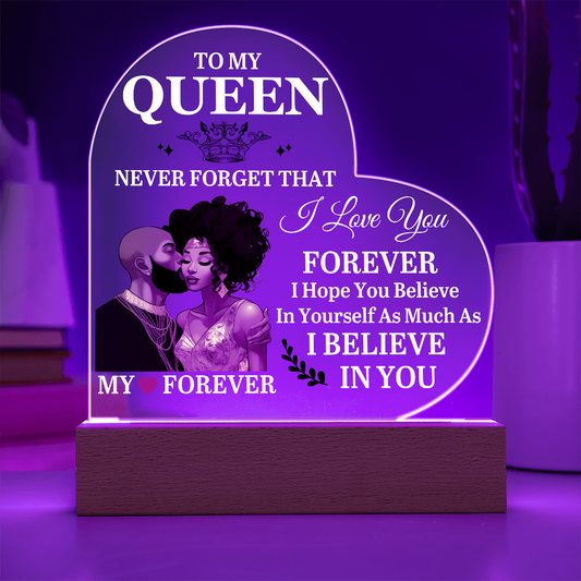 To My Queen - Mother's Day Gift - Birthday Gift - Anniversary Gift - Never Forget That I Love You - Heart Acrylic Plaque - The Shoppers Outlet