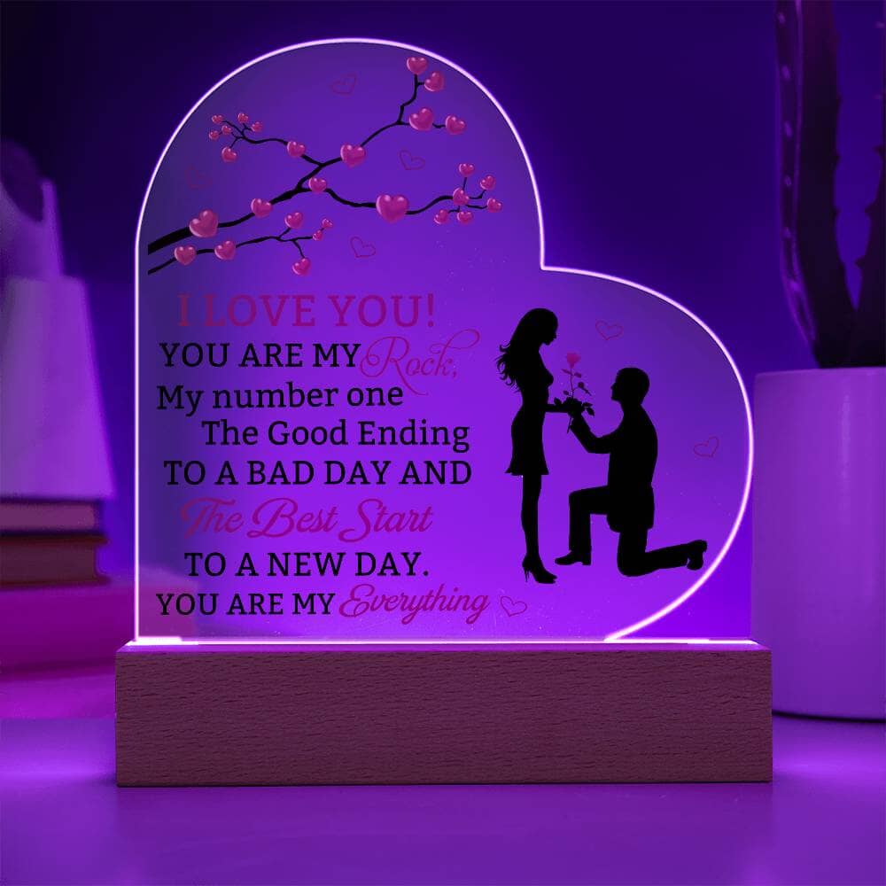 Gift For Soulmate - I Love You - You Are My Rock - Heart Acrylic Plaque - The Shoppers Outlet