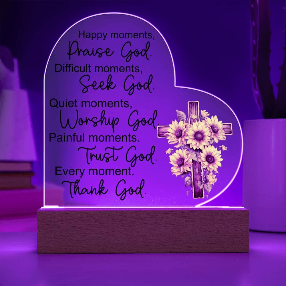 Faith - Praise God - Night Light - Heart Acrylic Plaque - The Shoppers Outlet