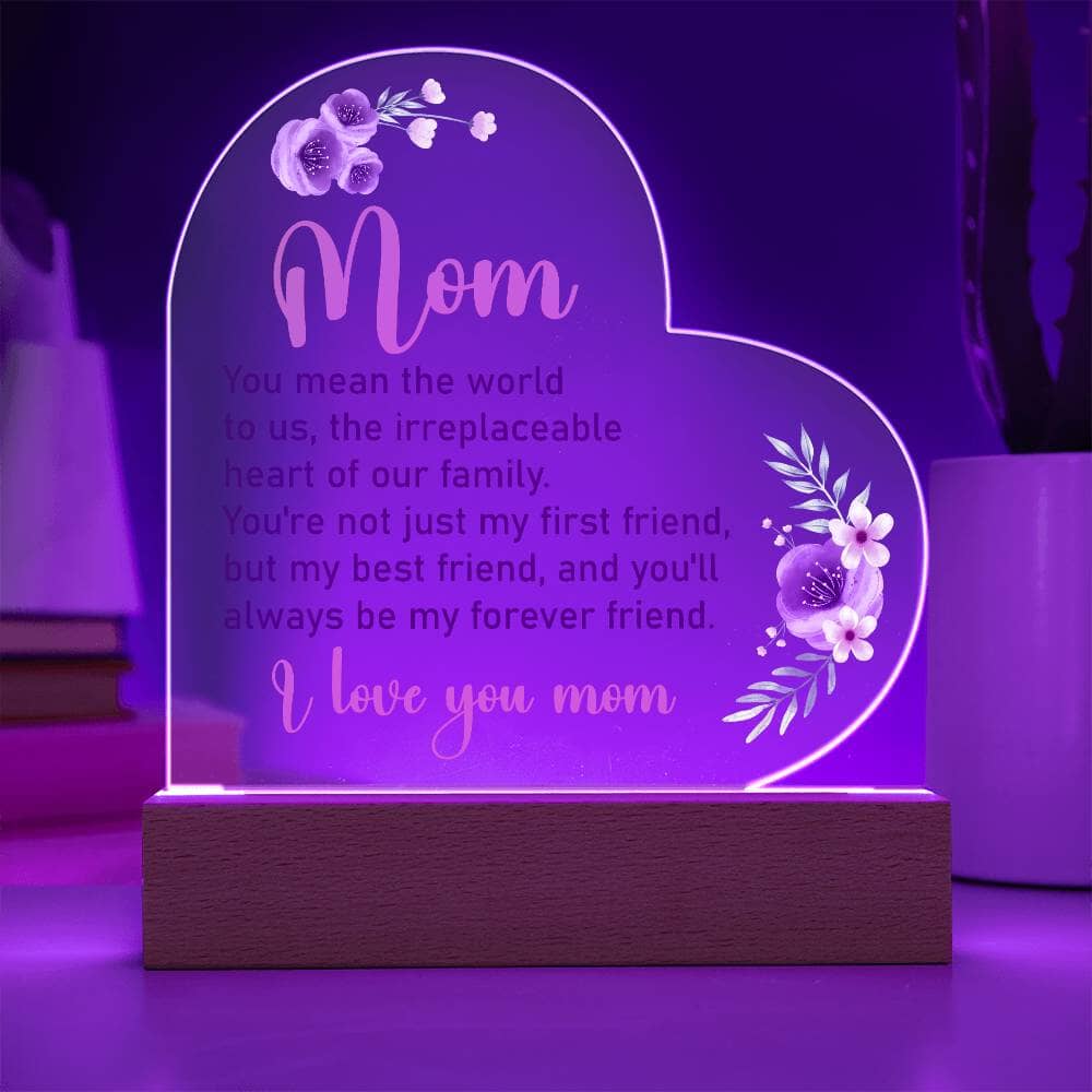 Gift For Mom - You Mean The World To Us - Heart Acrylic Plaque - The Shoppers Outlet