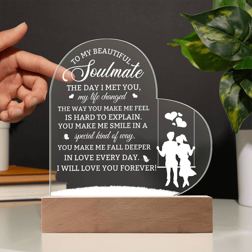 Gift For Soulmate - The Day I Met You My Life Changed - Heart Acrylic Plaque - The Shoppers Outlet
