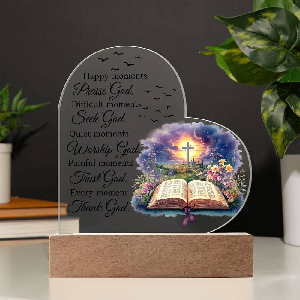 Inspirational - Moments - Heart Acrylic Plaque - The Shoppers Outlet