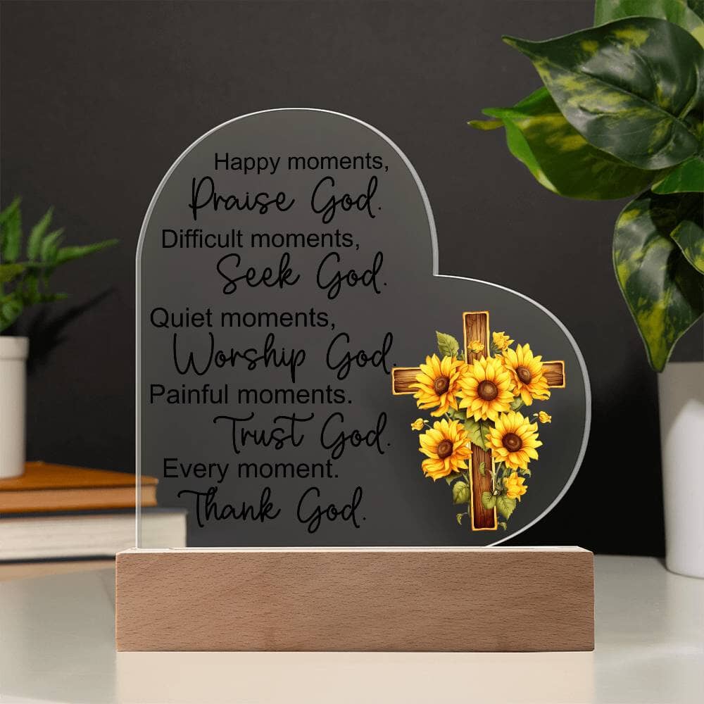 Faith - Praise God - Night Light - Heart Acrylic Plaque - The Shoppers Outlet