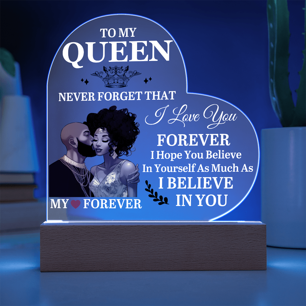 To My Queen - Mother's Day Gift - Birthday Gift - Anniversary Gift - Never Forget That I Love You - Heart Acrylic Plaque - The Shoppers Outlet