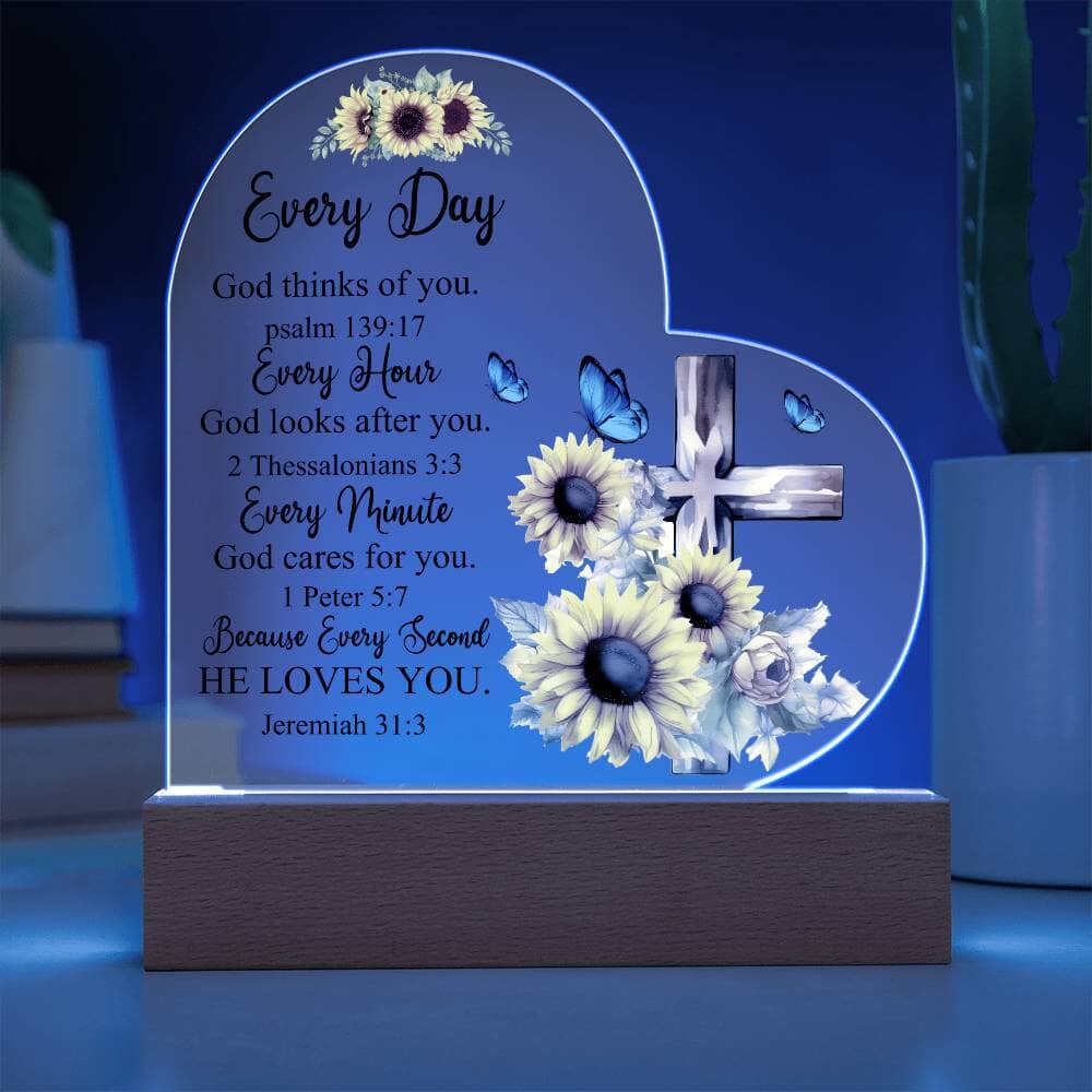 Faith - God Thinks Of You - Bible Verses - Heart Acrylic Plaque - The Shoppers Outlet