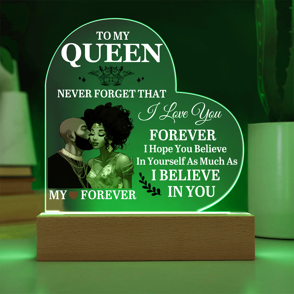 To My Queen - Mother's Day Gift - Birthday Gift - Anniversary Gift - Never Forget That I Love You - Heart Acrylic Plaque - The Shoppers Outlet