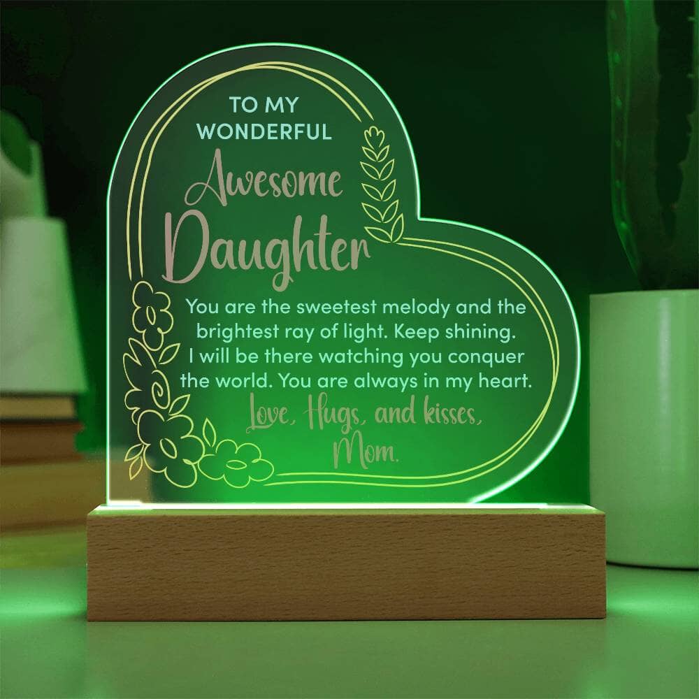 Gift For Daughter - To My Wonderful Awesome Daughter - Gift for Daughter - Heart Acrylic Plaque - The Shoppers Outlet
