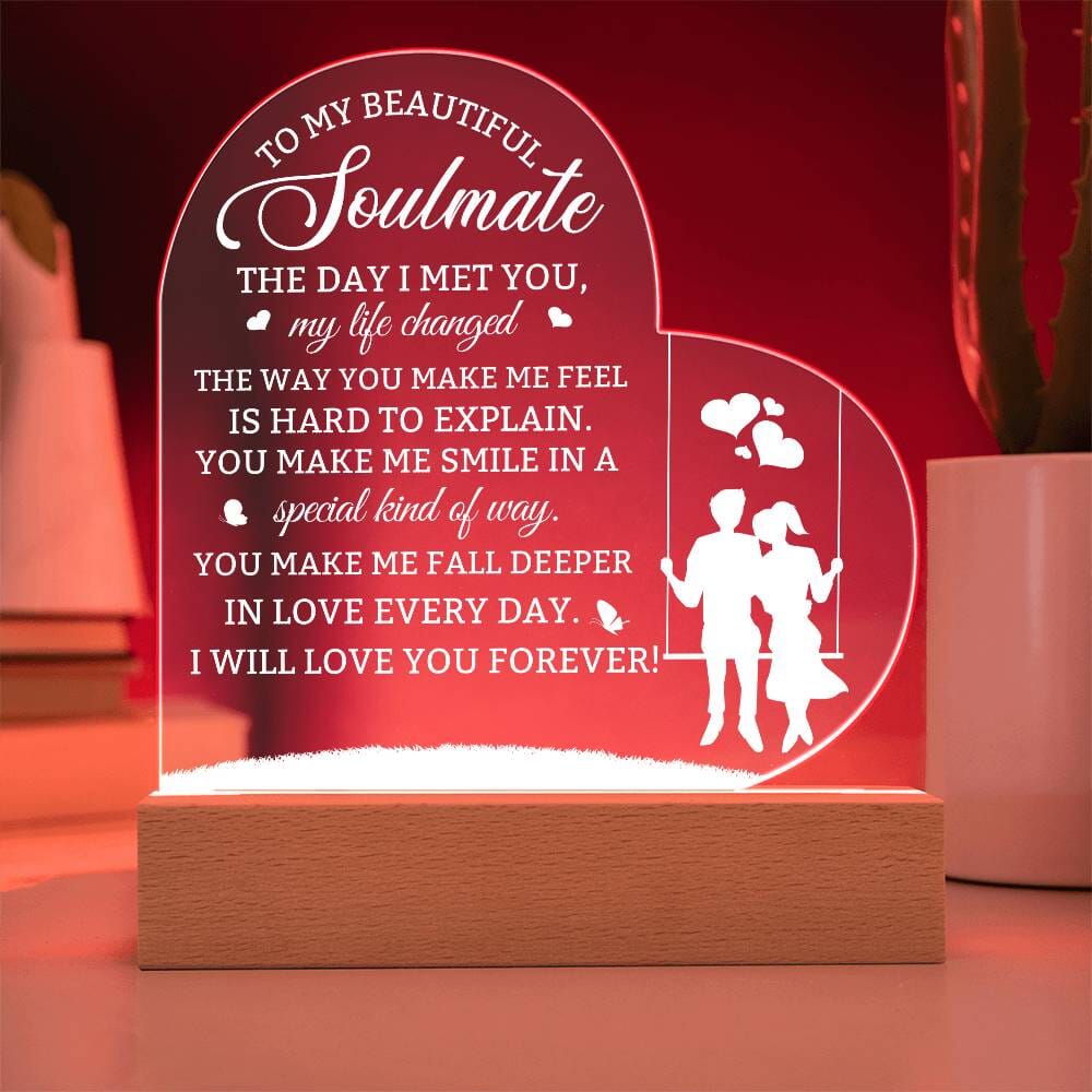 Gift For Soulmate - The Day I Met You My Life Changed - Heart Acrylic Plaque - The Shoppers Outlet