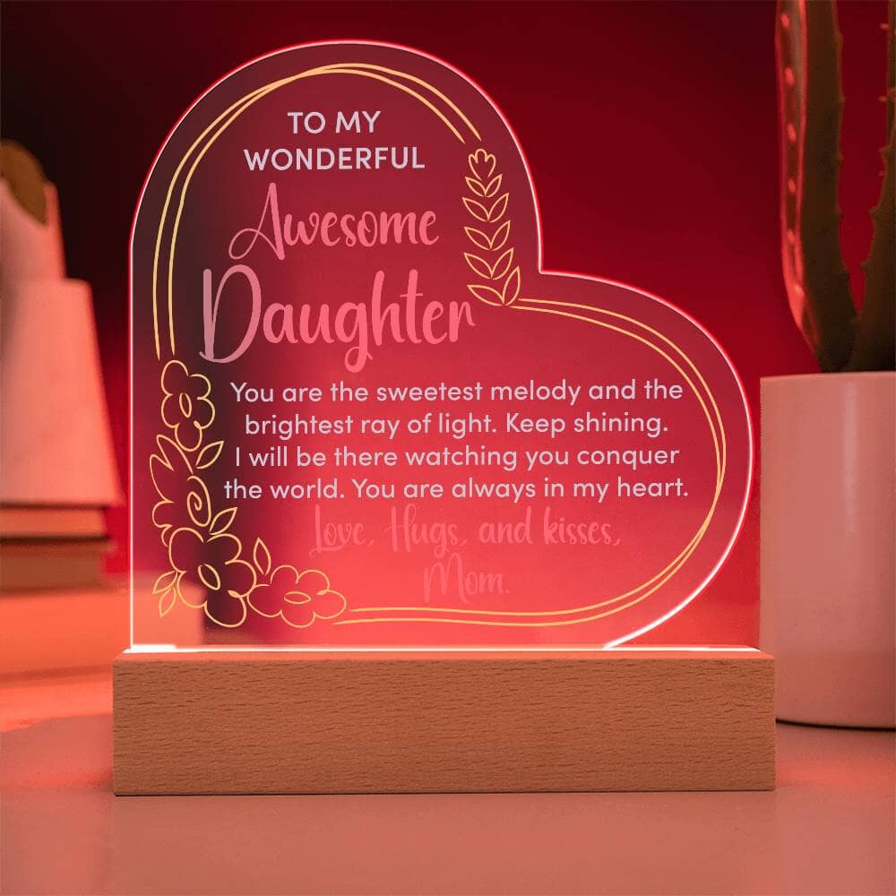 Gift For Daughter - To My Wonderful Awesome Daughter - Gift for Daughter - Heart Acrylic Plaque - The Shoppers Outlet