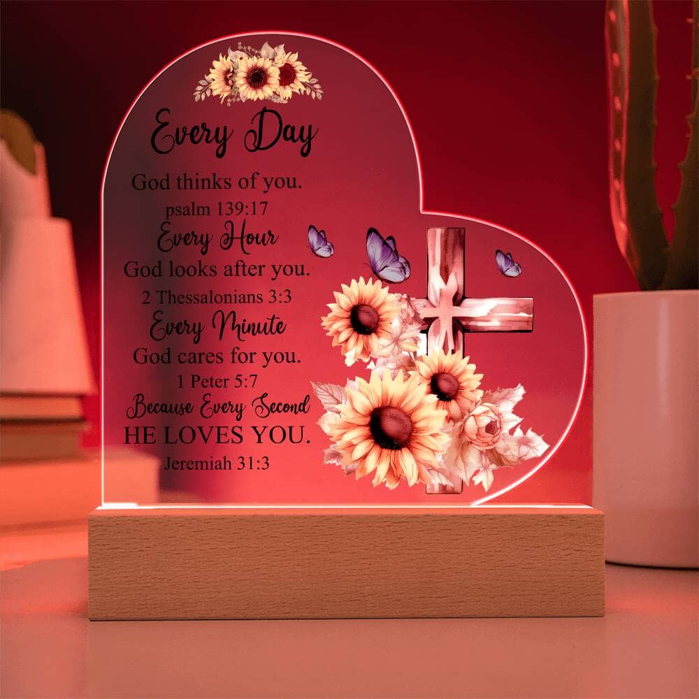 Faith - God Thinks Of You - Bible Verses - Heart Acrylic Plaque - The Shoppers Outlet