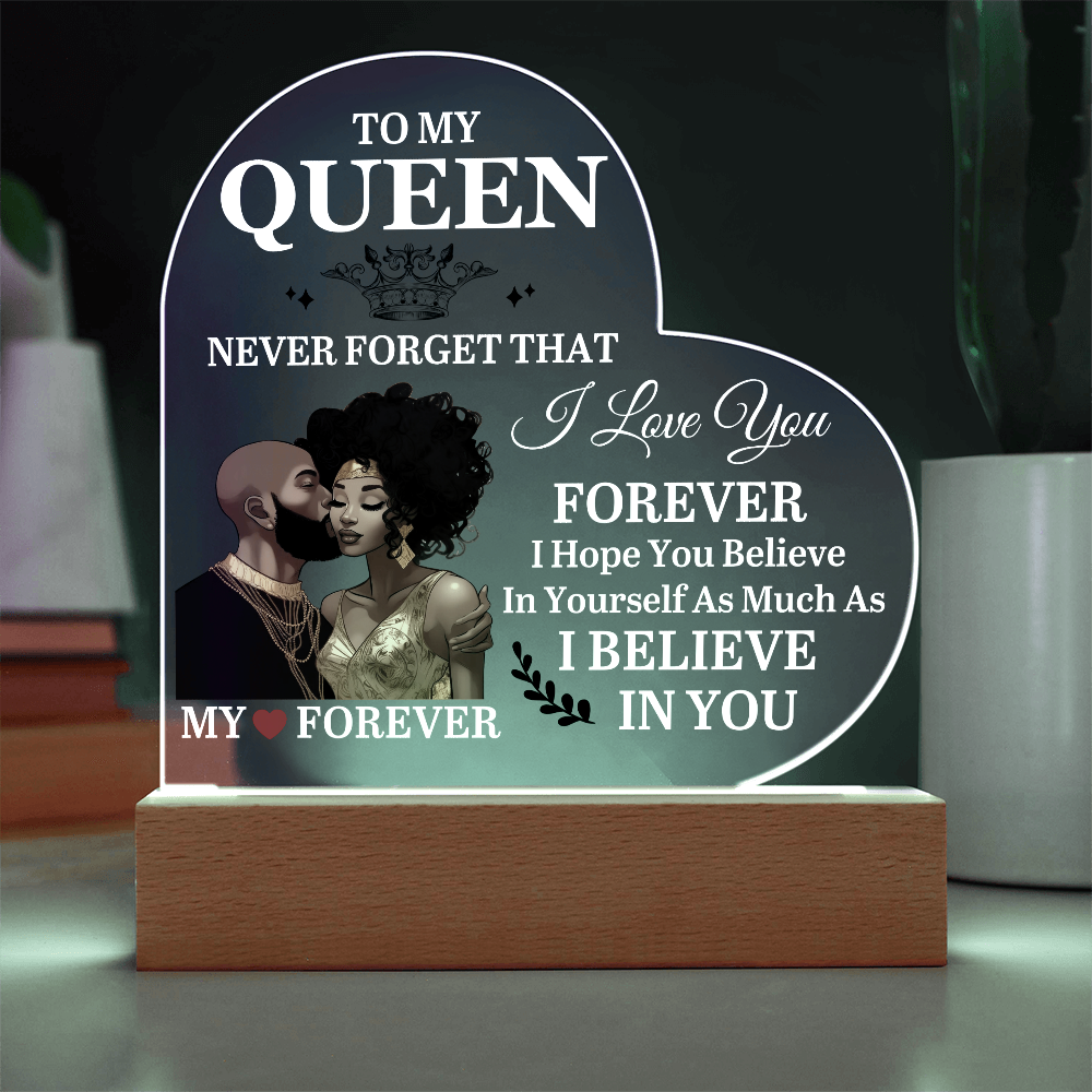 To My Queen - Mother's Day Gift - Birthday Gift - Anniversary Gift - Never Forget That I Love You - Heart Acrylic Plaque - The Shoppers Outlet