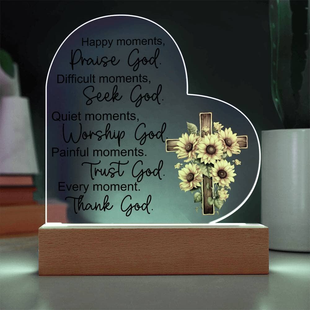 Faith - Praise God - Night Light - Heart Acrylic Plaque - The Shoppers Outlet