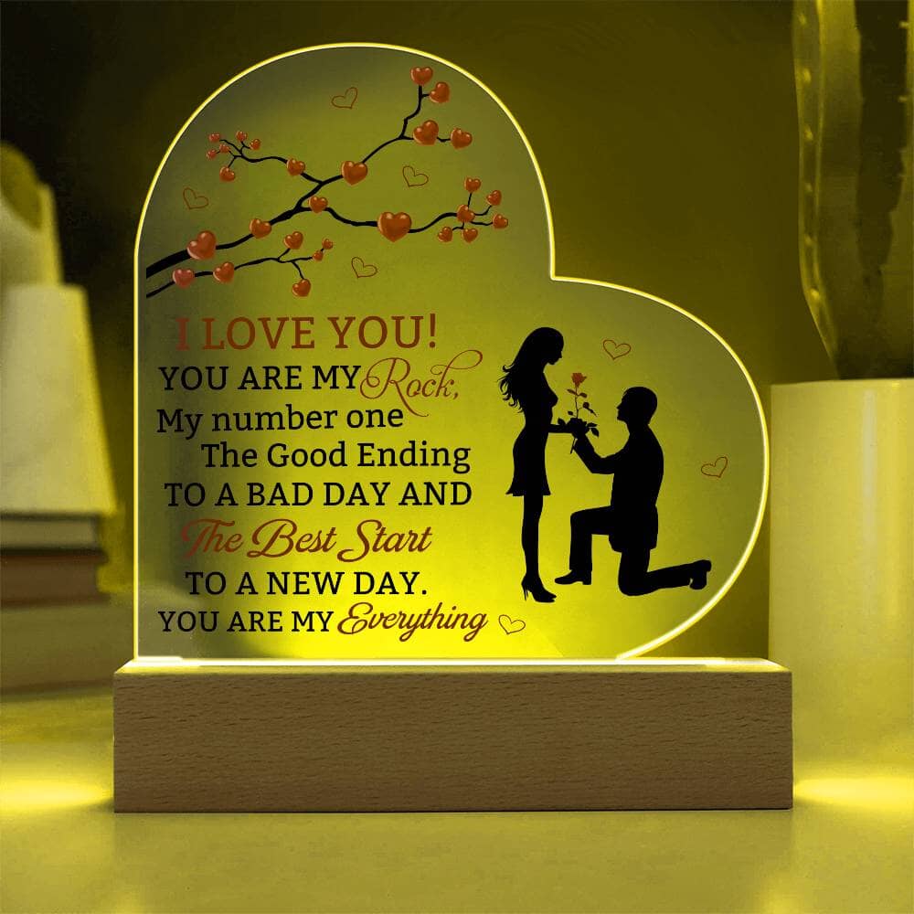 Gift For Soulmate - I Love You - You Are My Rock - Heart Acrylic Plaque - The Shoppers Outlet