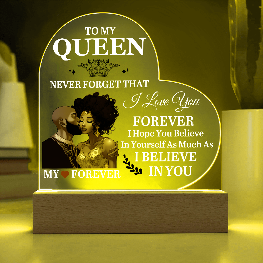 To My Queen - Mother's Day Gift - Birthday Gift - Anniversary Gift - Never Forget That I Love You - Heart Acrylic Plaque - The Shoppers Outlet