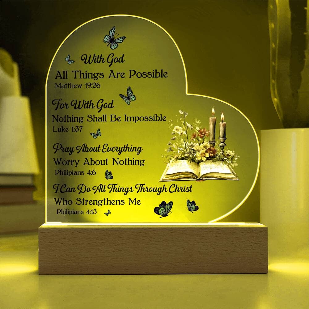 Faith - Remember Everything Is Cover With God Bible Verses -  Heart Acrylic Plaque - The Shoppers Outlet
