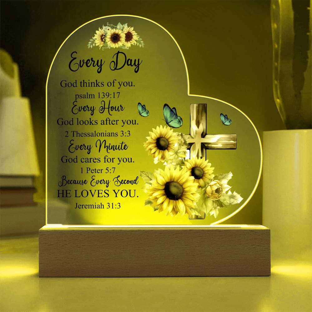 Faith - God Thinks Of You - Bible Verses - Heart Acrylic Plaque - The Shoppers Outlet
