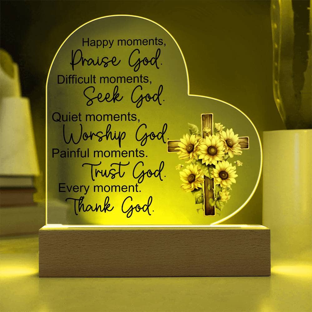 Faith - Praise God - Night Light - Heart Acrylic Plaque - The Shoppers Outlet