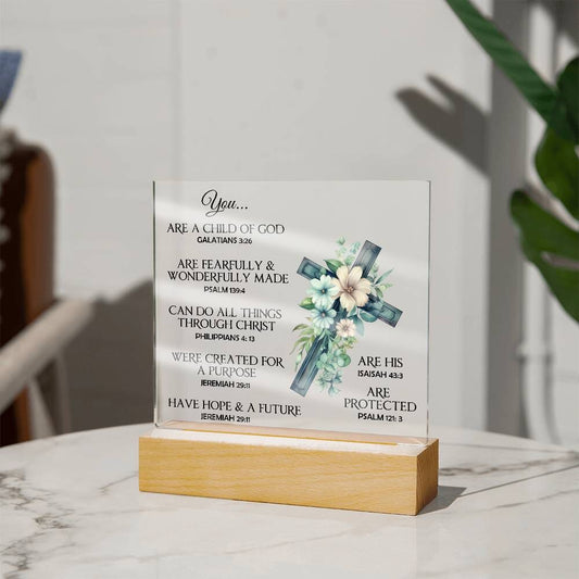 Faith - You - Multi-Bible Verse - Square Acrylic Plaque - The Shoppers Outlet