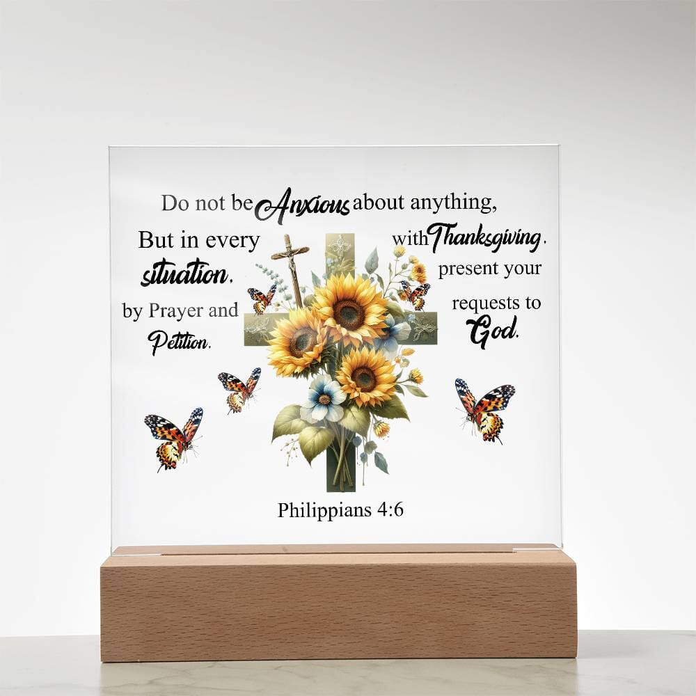 Faith - Do Not Be Anxious About Anything - Philippians 4:6 - Square Acrylic Plaque - The Shoppers Outlet
