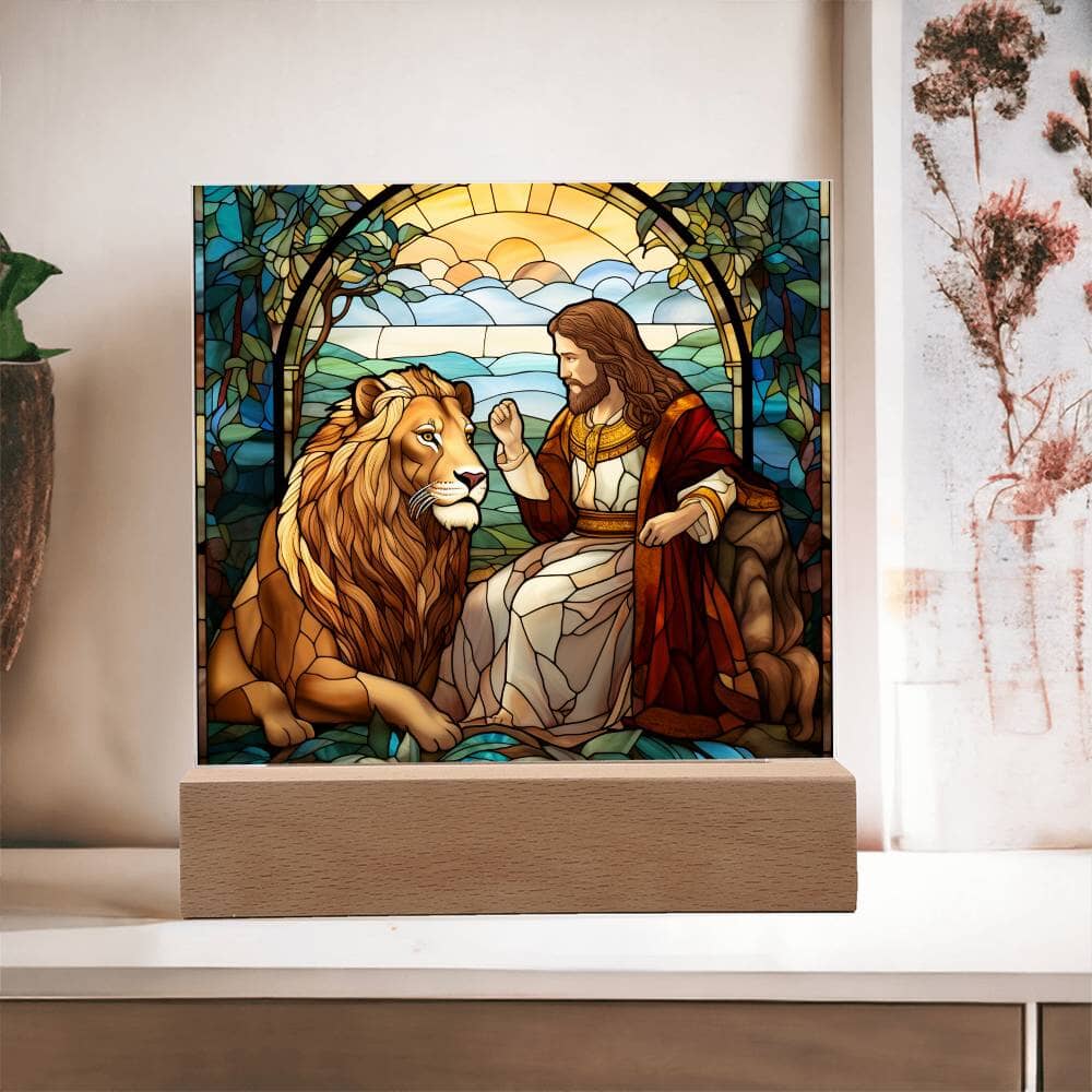 Inspirational - The Loin Of Judah - A Divine Bond - Square Acrylic Plaque - The Shoppers Outlet