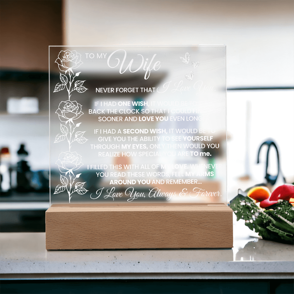 To My Wife - Never Forget That I Love You - Square Acrylic Plaque - The Shoppers Outlet