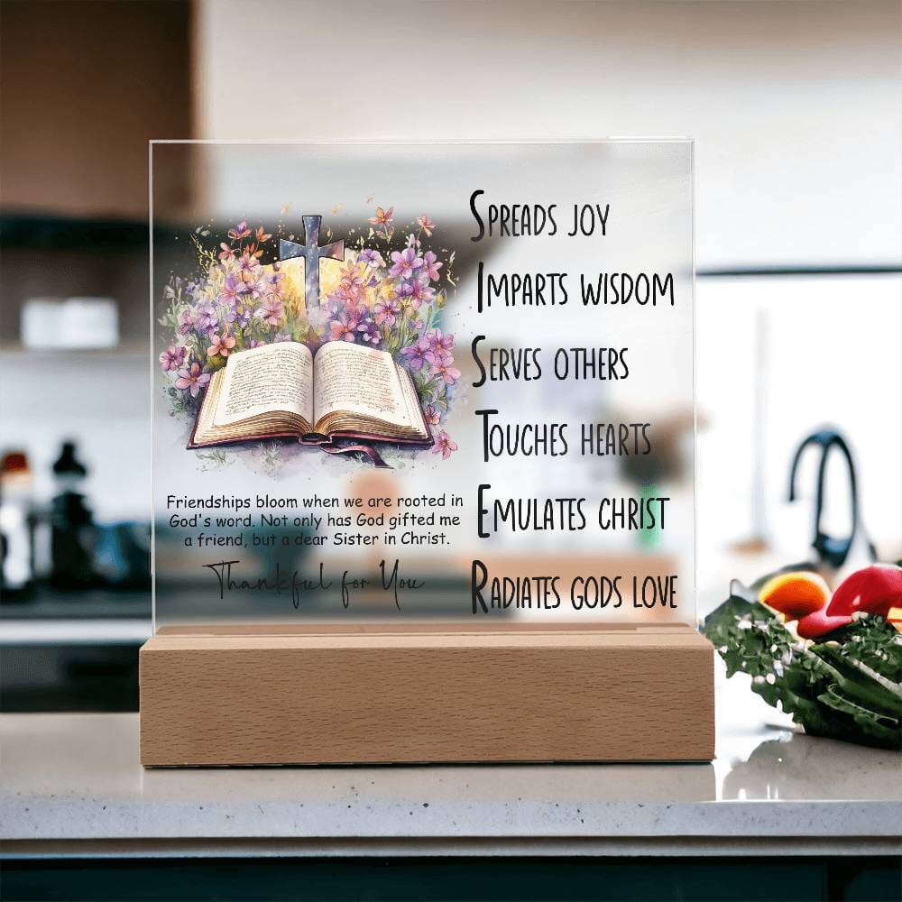 Inspirational - Friendships Bloom - Square Acrylic Plaque - The Shoppers Outlet