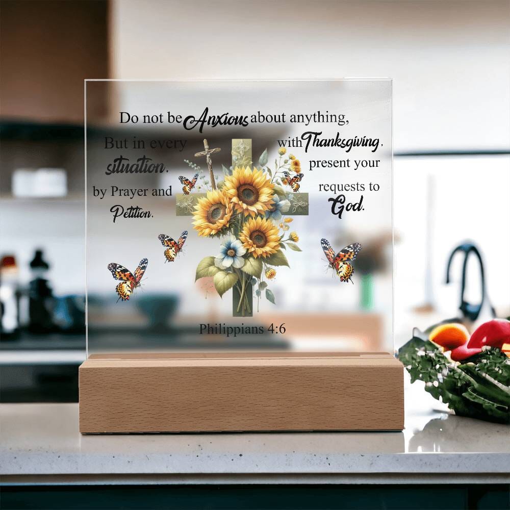 Faith - Do Not Be Anxious About Anything - Philippians 4:6 - Square Acrylic Plaque - The Shoppers Outlet