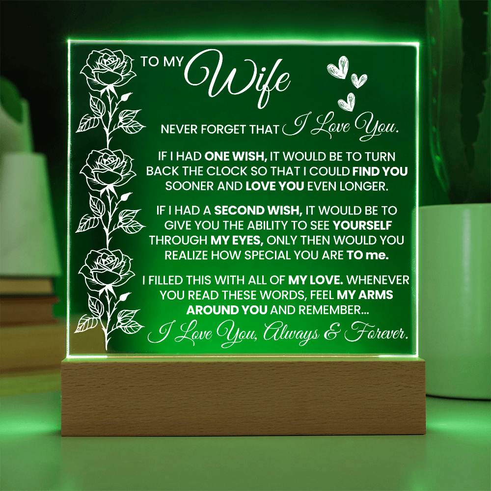 To My Wife - Never Forget That I Love You - Square Acrylic Plaque - The Shoppers Outlet