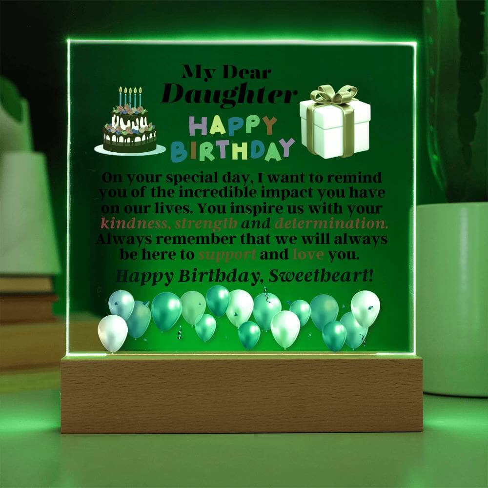 Gift For Daughter - Happy Birthday - Birthday Gift For Daughter - On Your Special Day - Square Acrylic Plaque - The Shoppers Outlet