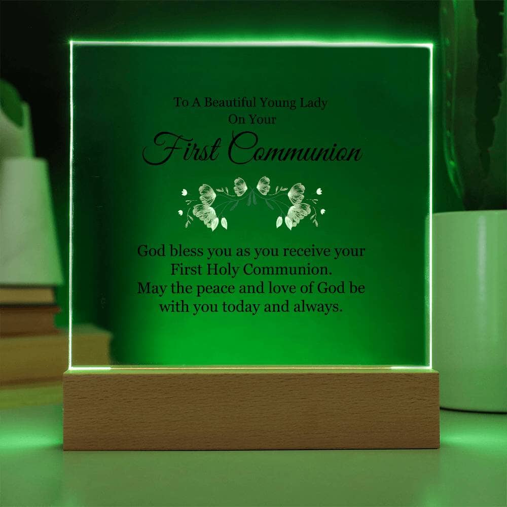 First Communion - To A Beautiful Young Lady - Square Acrylic Plaque - The Shoppers Outlet