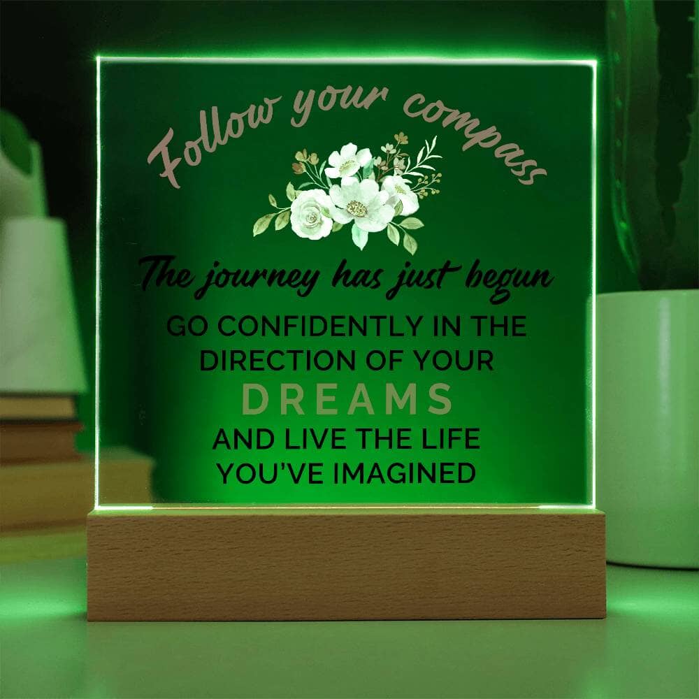 Graduation - Follow Your Compass - Happy Graduation - Square Acrylic Plaque - The Shoppers Outlet