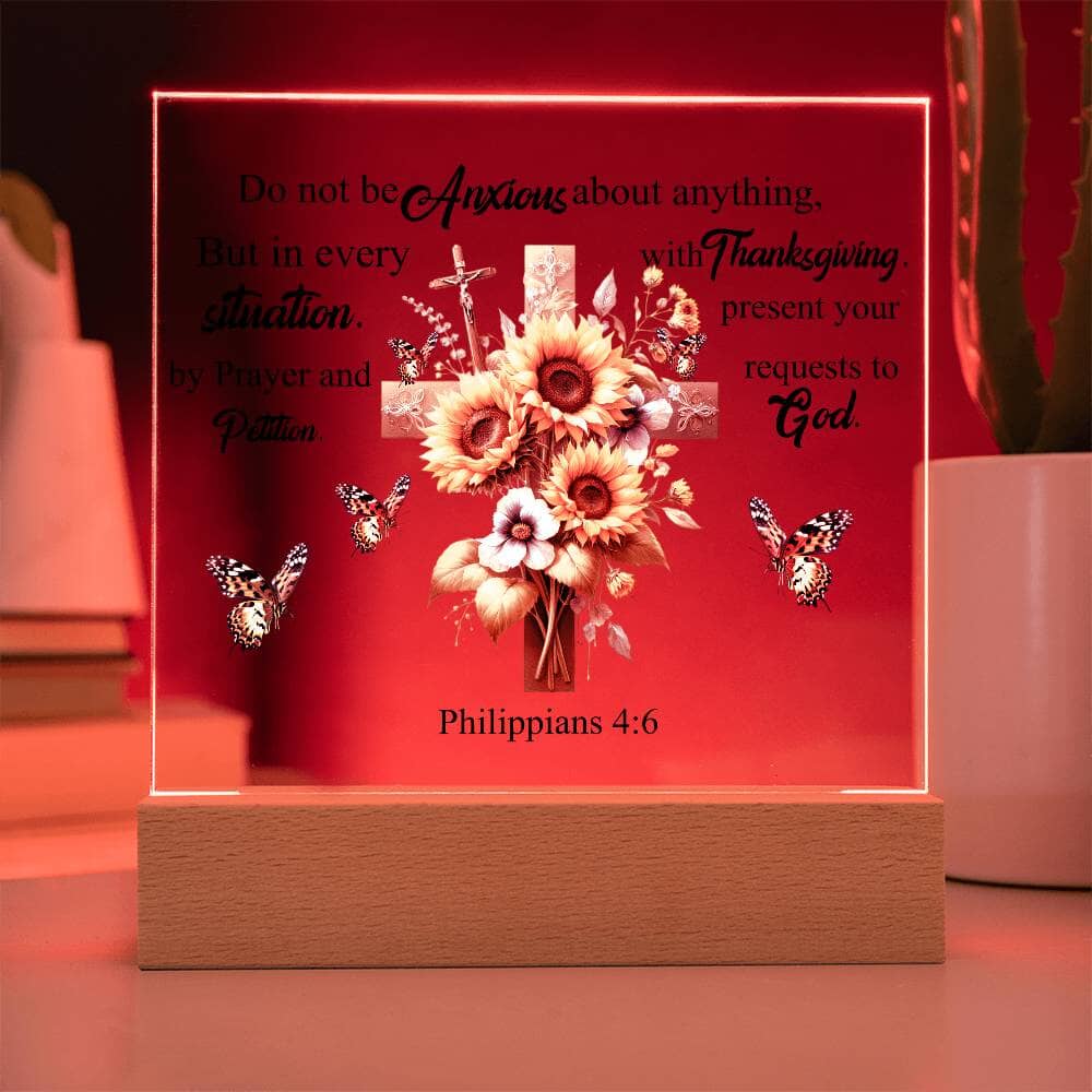 Faith - Do Not Be Anxious About Anything - Philippians 4:6 - Square Acrylic Plaque - The Shoppers Outlet