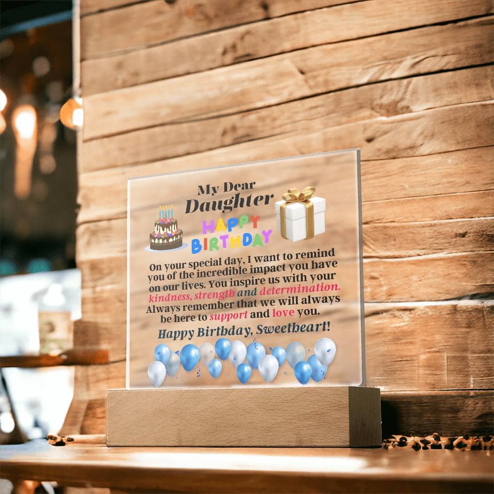 Gift For Daughter - Happy Birthday - Birthday Gift For Daughter - On Your Special Day - Square Acrylic Plaque - The Shoppers Outlet