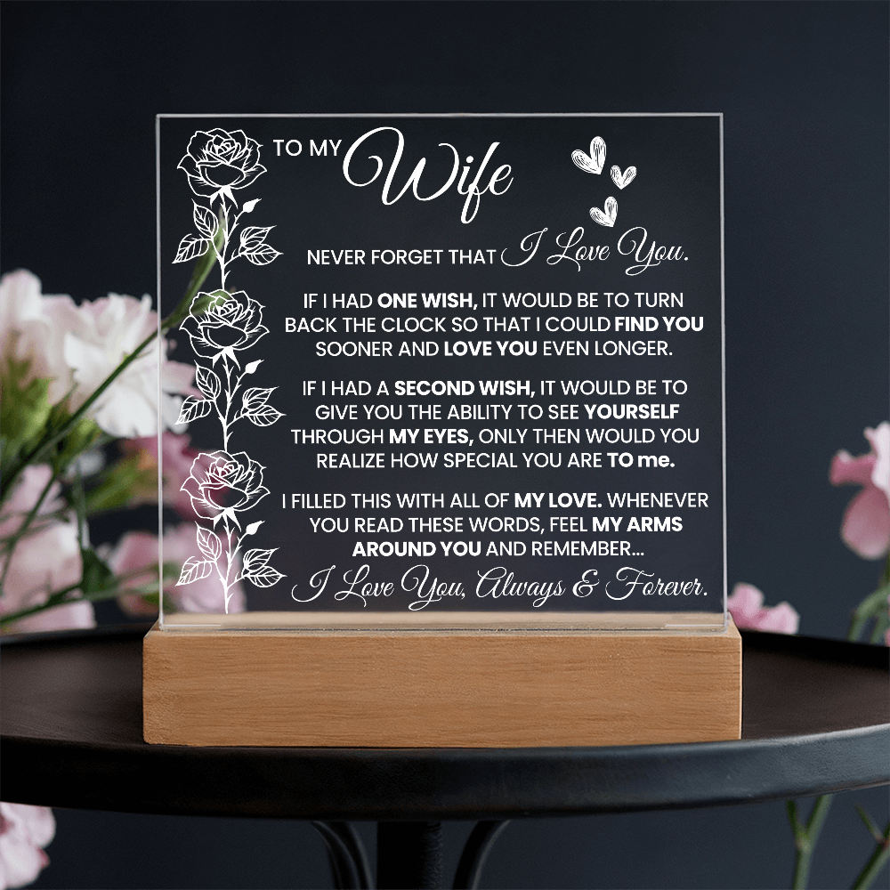 To My Wife - Never Forget That I Love You - Square Acrylic Plaque - The Shoppers Outlet