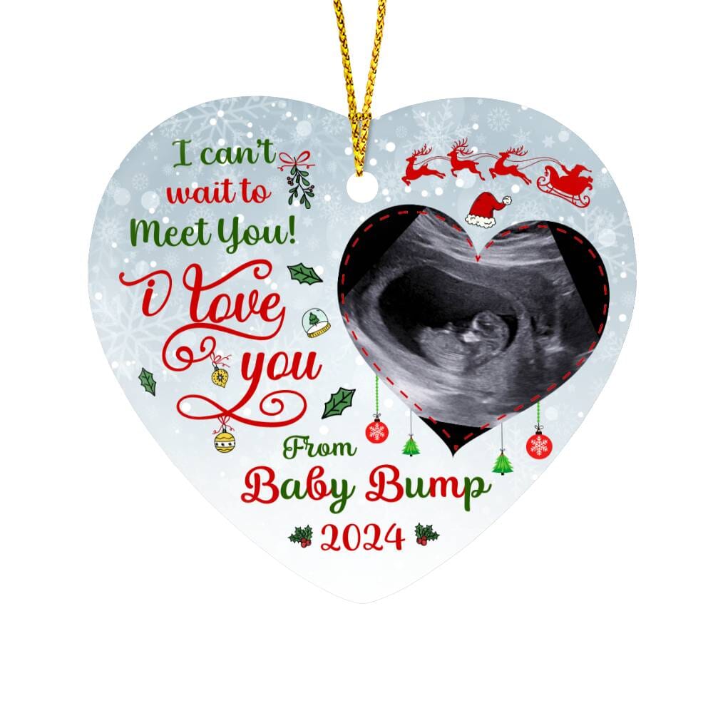 Gift For Mom - Holiday Ornament - I Can't Wait To Meet You - High Gloss Heart Ornament - The Shoppers Outlet