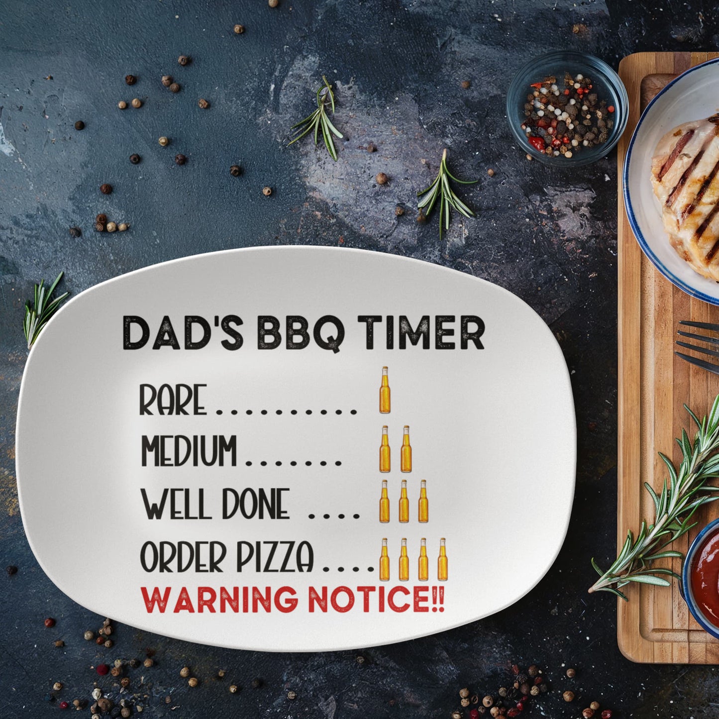 Gift For Dad - Dad's BBQ Timer Warning Notice - Grilling Platter - The Shoppers Outlet
