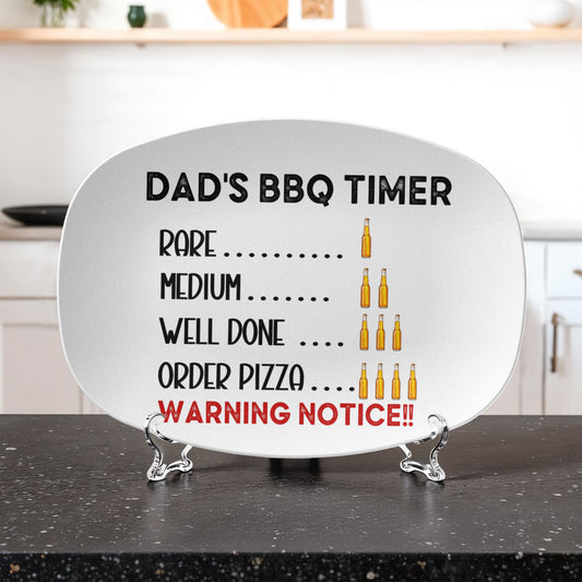 Gift For Dad - Dad's BBQ Timer Warning Notice - Grilling Platter - The Shoppers Outlet