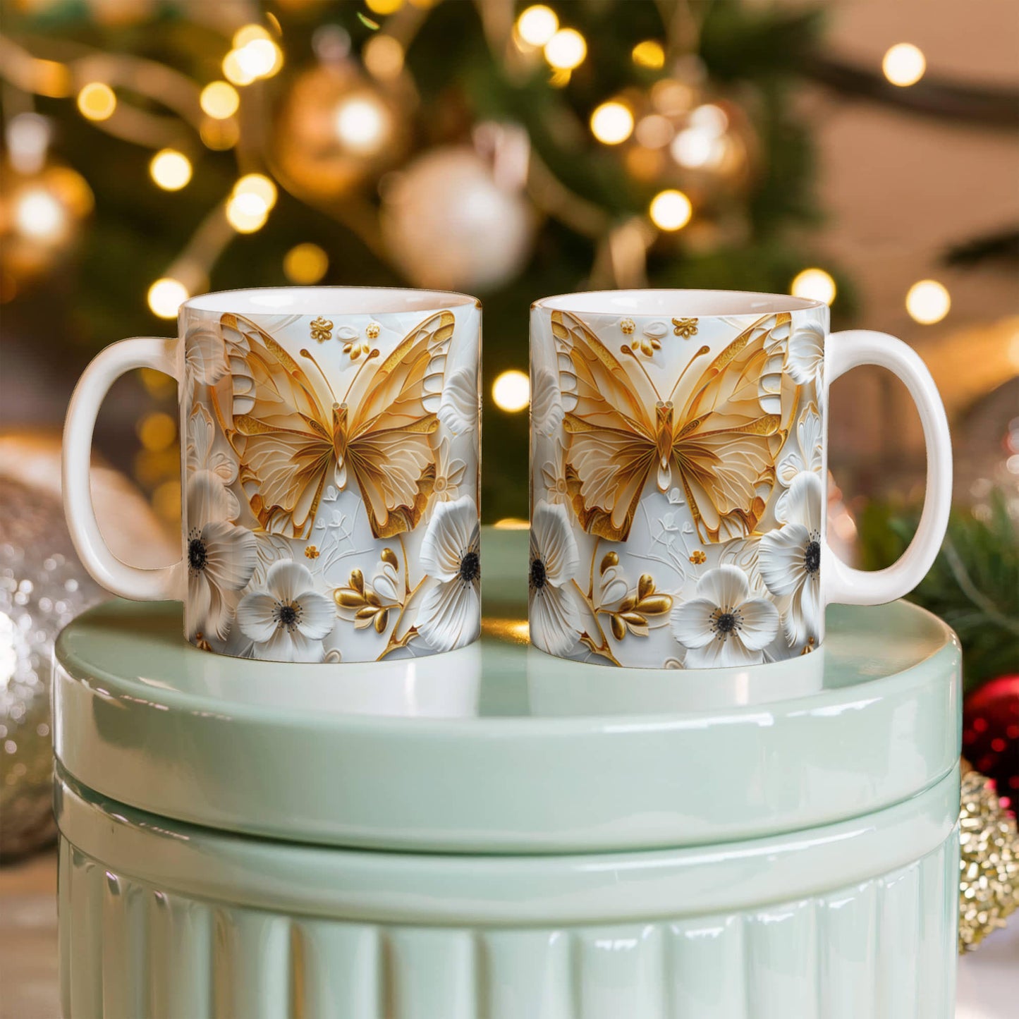 Gold Butterfly Design - Ceramic Mug - The Shoppers Outlet