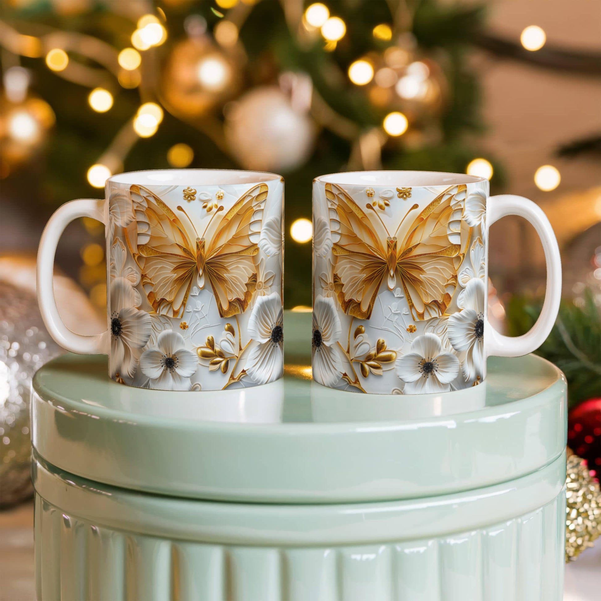 Gold Butterfly Design - Ceramic Mug - The Shoppers Outlet