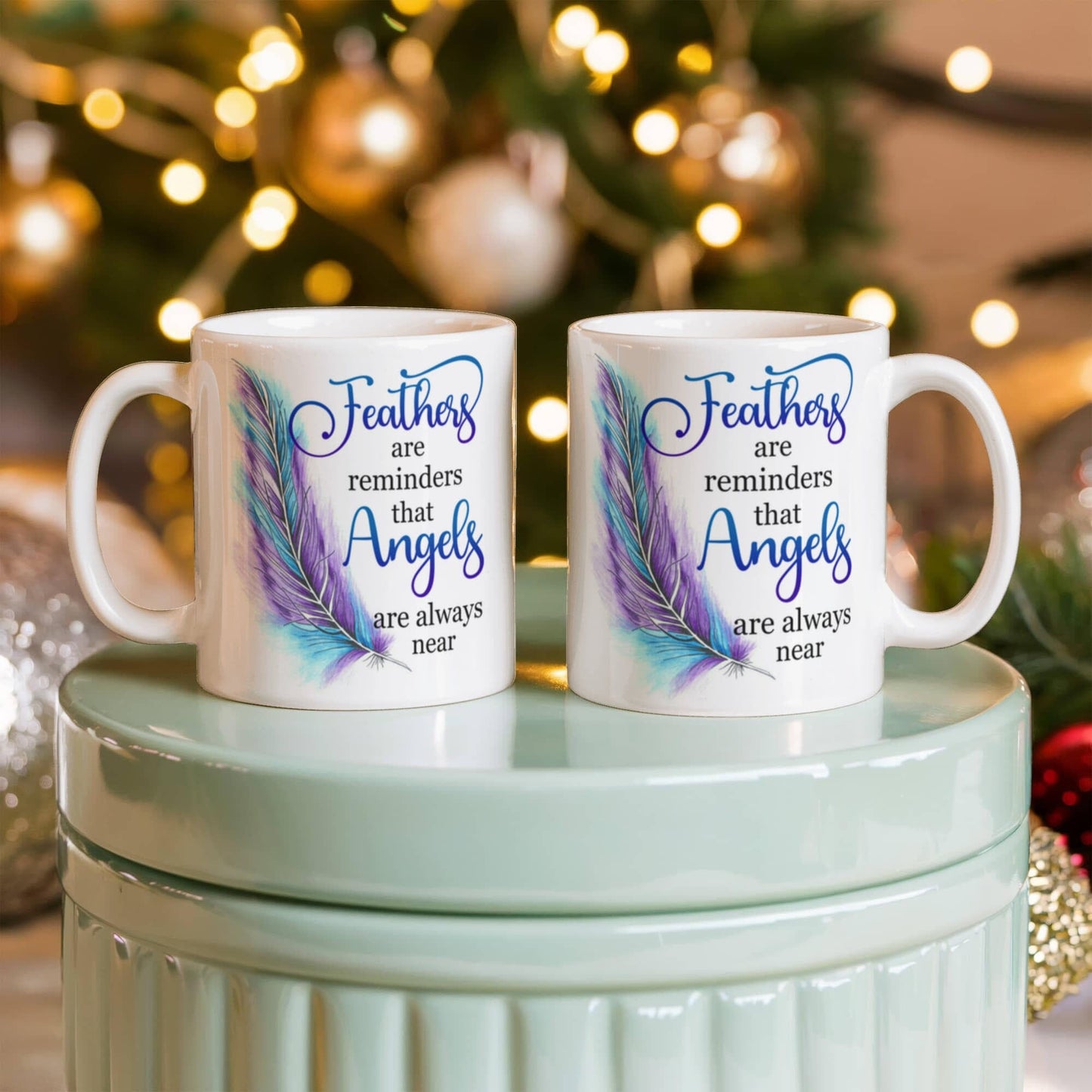 Remembrance - Feathers Are Reminders That Angels Are Always Near - Ceramic Mug - The Shoppers Outlet
