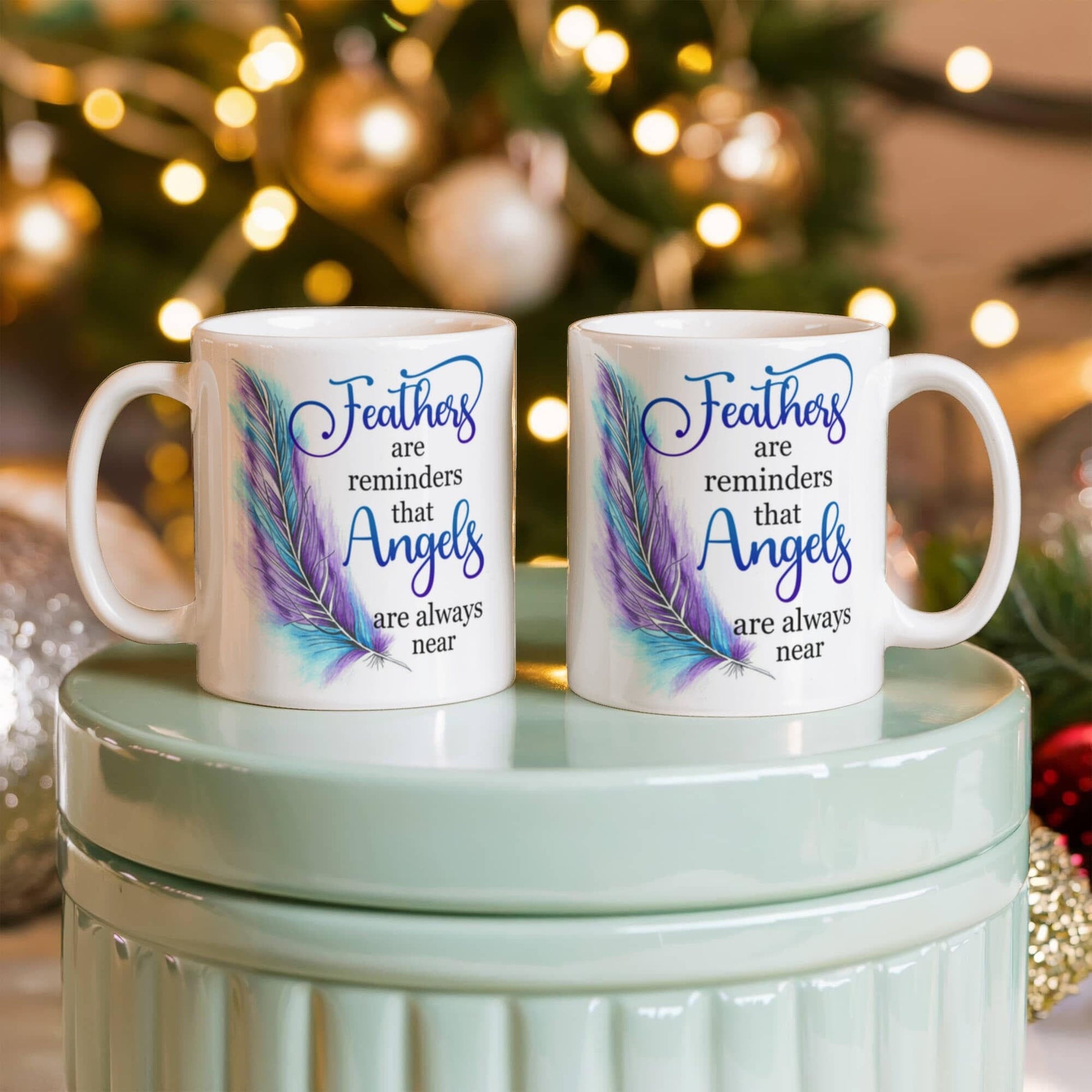 Remembrance - Feathers Are Reminders That Angels Are Always Near - Ceramic Mug - The Shoppers Outlet