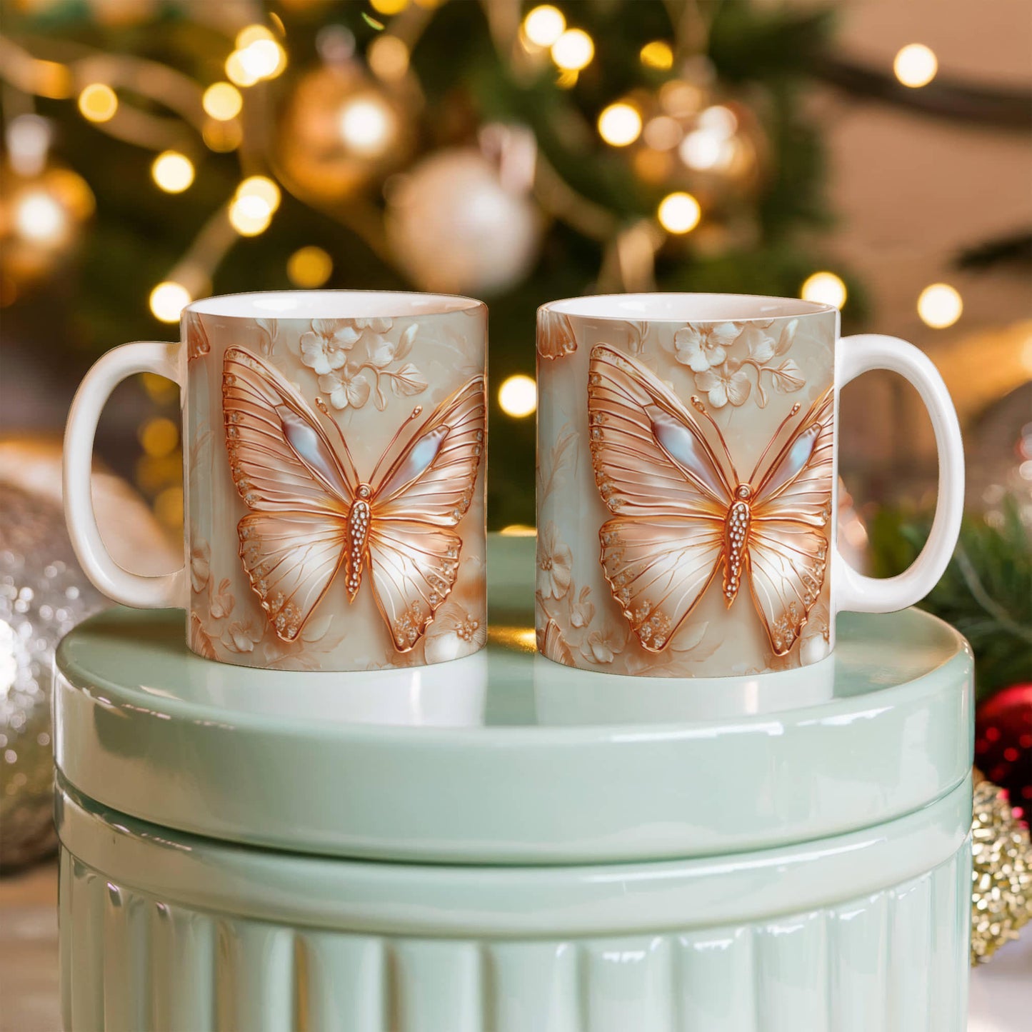 Pearl Butterfly Design - Ceramic Mug - The Shoppers Outlet