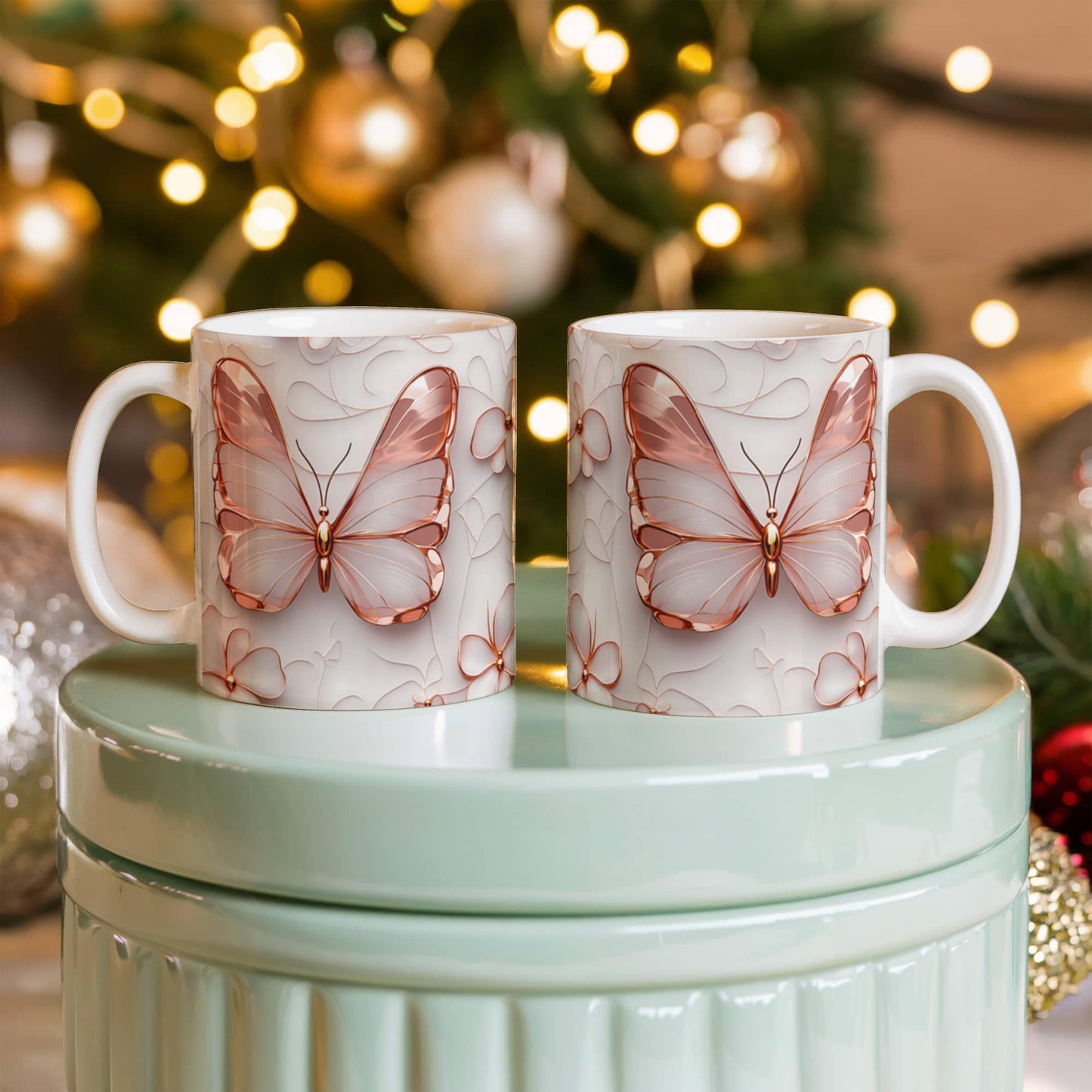 Pink Gold Butterfly - Ceramic Mug - The Shoppers Outlet