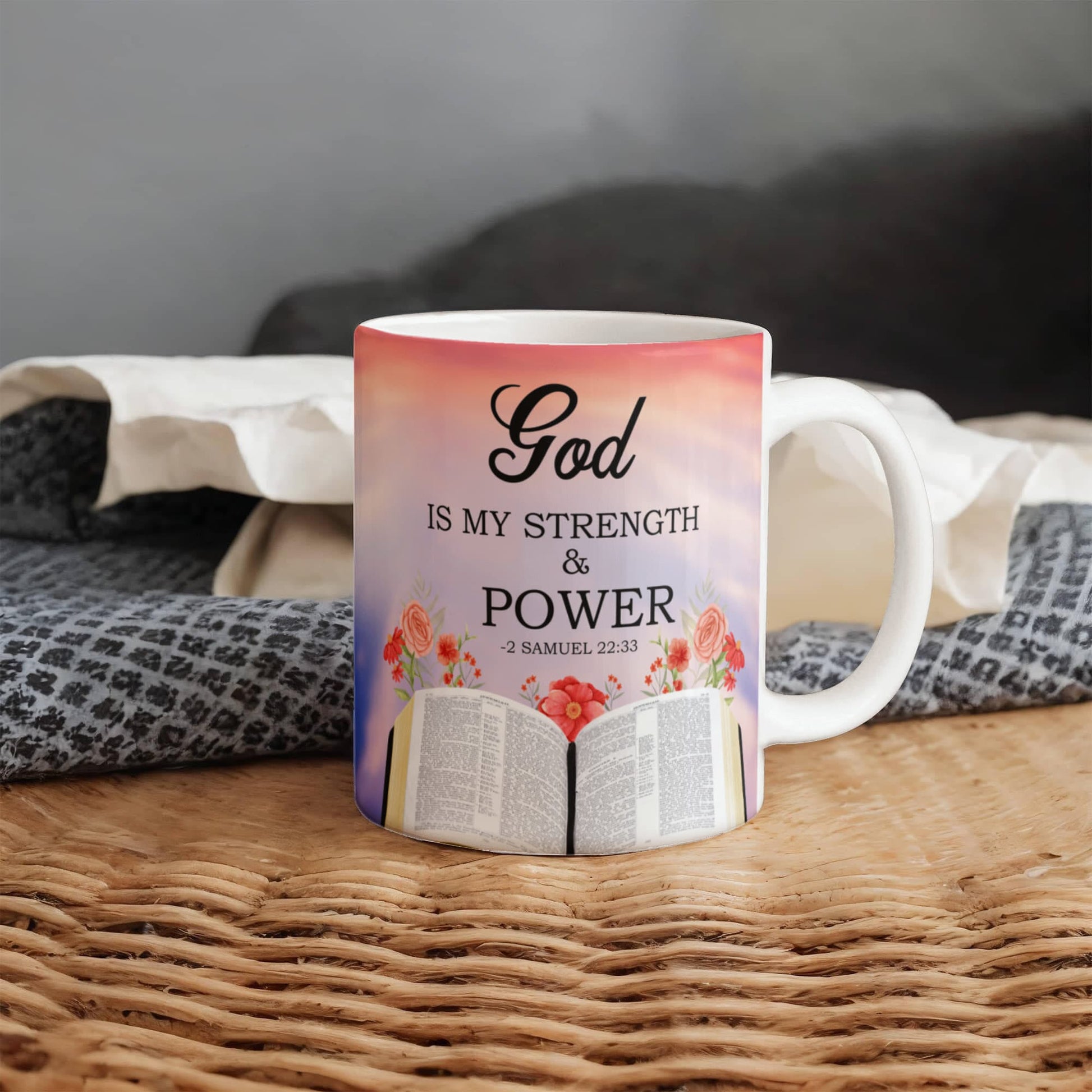 Faith - God Is My Strength And Power - 2 Samuel 22:33 - Ceramic Mug - The Shoppers Outlet