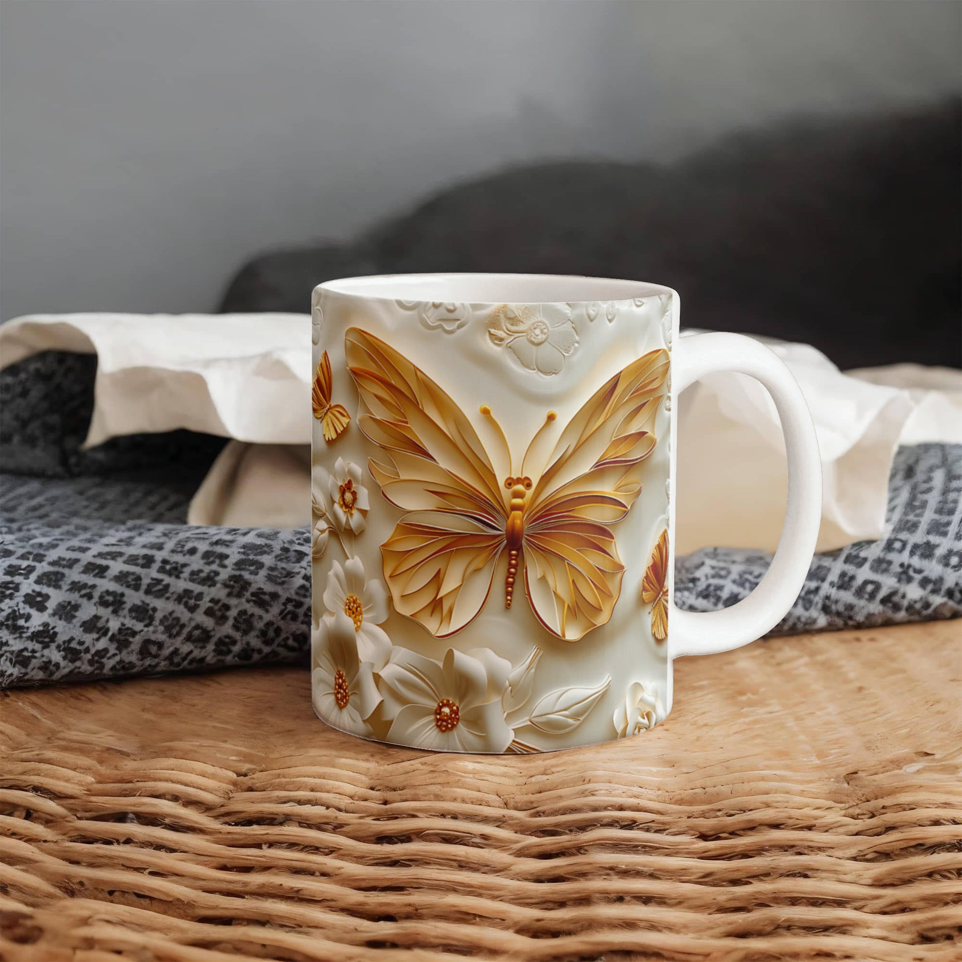 Golden Butterefly Design - Ceramic Mug - The Shoppers Outlet
