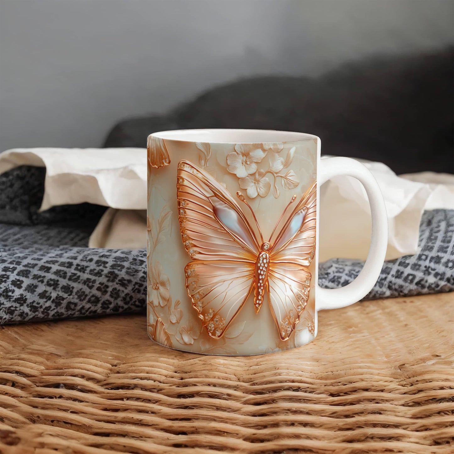 Pearl Butterfly Design - Ceramic Mug - The Shoppers Outlet