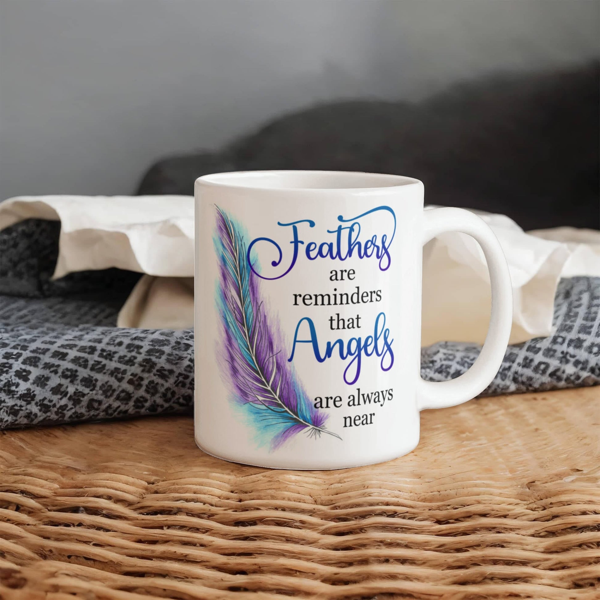 Remembrance - Feathers Are Reminders That Angels Are Always Near - Ceramic Mug - The Shoppers Outlet