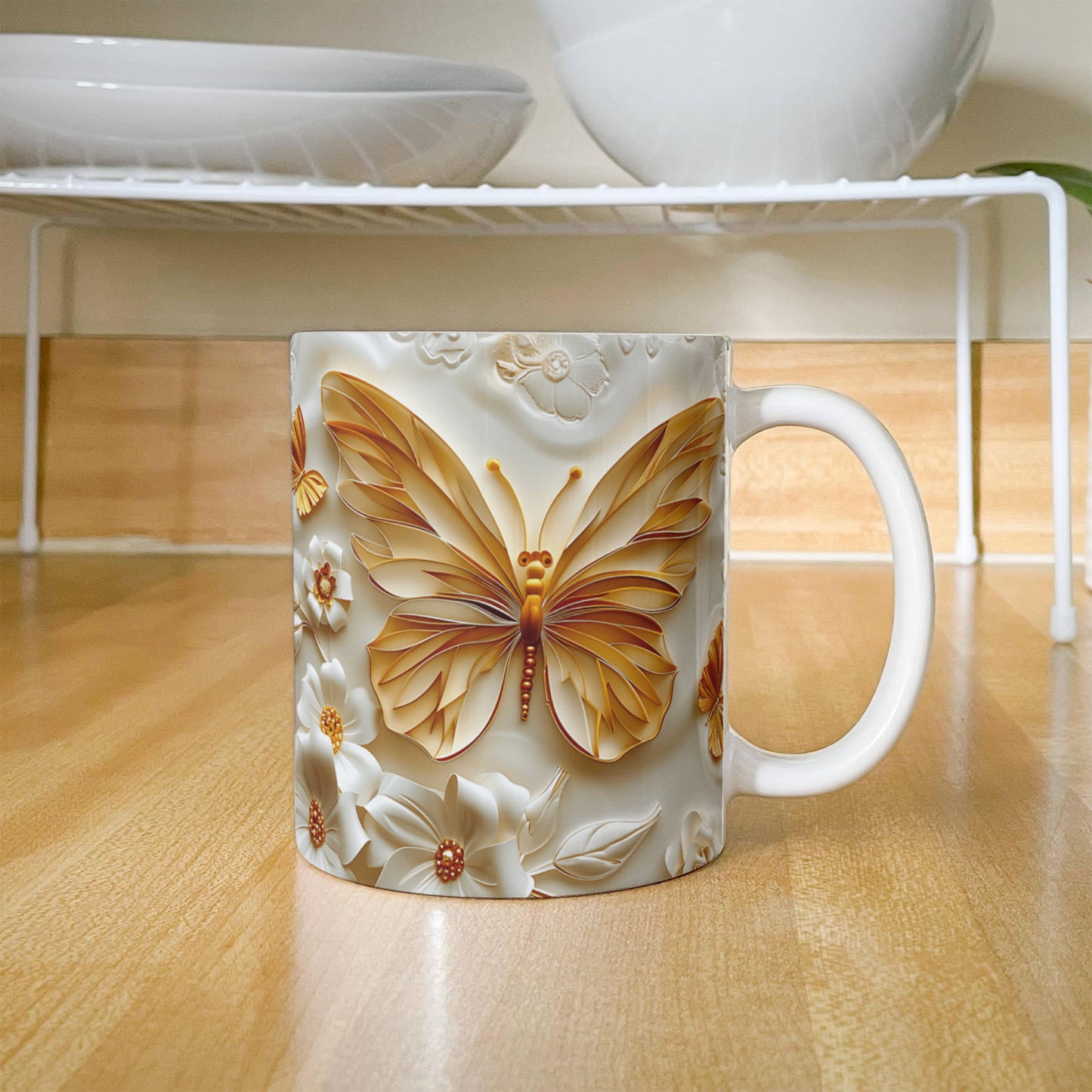 Golden Butterefly Design - Ceramic Mug - The Shoppers Outlet